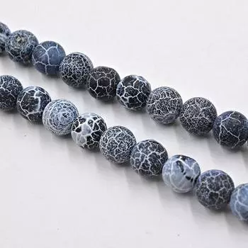 Круглые бусины из агата с черной инеевой паутиной из натурального камня для изготовления ювелирных изделий, размер 15,5 дюйма, размер 4/6/8/10/12/14 мм, модные аксессуары Dia 6mm