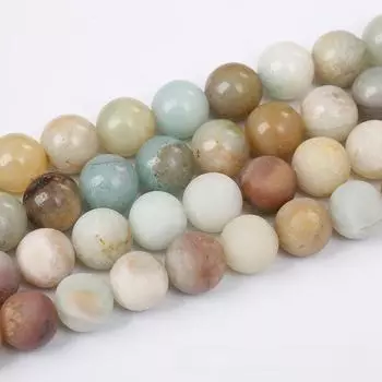 Круглые бусины из матового амазонита для создания украшений своими руками