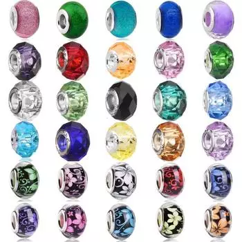 Круглые бусины из муранского стекла в виде цветка маргаритки для браслета-подвески, ювелирных изделий своими руками синий