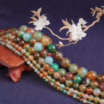 Круглые бусины из натурального камня агата павлина для изготовления ювелирных изделий, браслет, ожерелье, материал «сделай сам», 4/6/8/10/12 мм, прядь 15 дюймов 4mm 89pcs