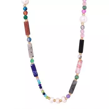 Круглые бусины из натурального камня, бисерные соединения из бамбука, ожерелье ручной работы из титановой стали, цветные аксессуары Майяра, персонализированные универсальные украшения