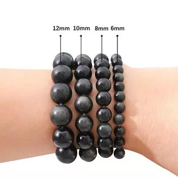 Круглые бусины из натурального камня с радугой и обсидианом для изготовления ювелирных изделий, браслета «сделай сам», ожерелья 6mm 62pcs