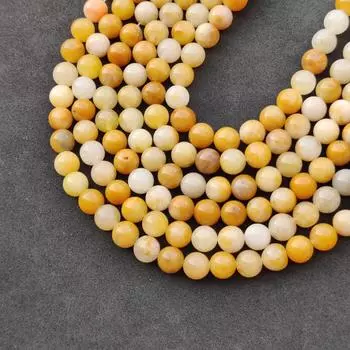 Круглые бусины из натурального желтого авантюрина, свободные бусины из целебного драгоценного камня, изготовление ювелирных изделий своими руками для браслета-ожерелья, размер 6 мм, 8 мм, 10 мм. 6 MM 1 Strand Beads