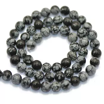Круглые бусины из обсидиана «Снежинка», свободные бусины из драгоценного камня, 6 мм / 15 дюймов