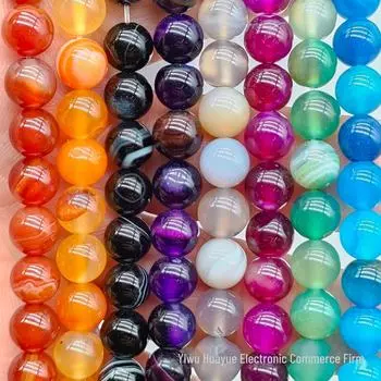 Круглые бусины из полосатого агата Чжиюэ - аксессуары для ювелирных изделий своими руками 6mm (approx. 61 beads)