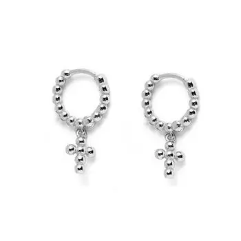 Круглые бусины крестик маленькая пряжка для ушей простые индивидуальные модные хулиганские красивые модные пары крестик серьги-гвоздики для ушей женские серьги Bronze