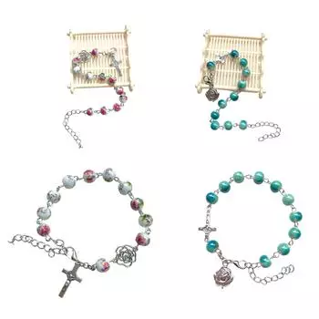 Круглые бусины ручной работы, браслет, католические четки, кресты, религиозные подвески, браслет, католические украшения, подарок A2