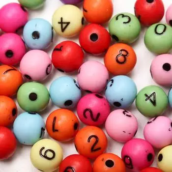Круглые бусины ручной работы для изготовления ювелирных изделий, акриловые материалы из бисера, цифровые красочные 20 шт., бусины с номерами 7,5 мм, аксессуары для ювелирных изделий своими руками