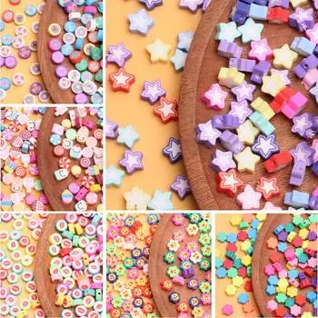 Круглые бусины в форме цветка и звезды, мягкие керамические бусины из глины-разделителя, бусины ручной работы для изготовления ювелирных изделий, цветные аксессуары для ювелирных изделий, 10 шт., браслет своими руками, новый 7