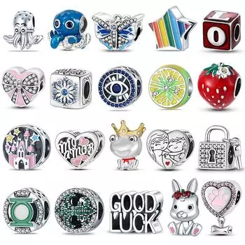 Круглые бусины в форме сердца для изготовления ювелирных изделий, подходят для подвесок, оригинальный браслет 925 пробы, серебряный цвет, кулон, ювелирные изделия из бисера