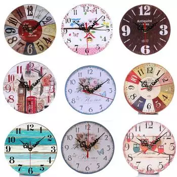 Круглые часы из дерева МДФ Настольные часы Винтажные настенные часы Гостиная A