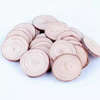 Круглые деревянные ломтики натуральные деревянные детали DIY поделки диски толщина 50 GSK. [E-Dolphin] (4-5см 0,5см Кусочки)