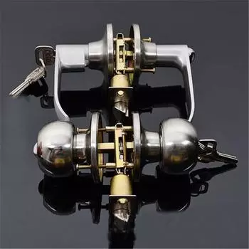 Круглые дверные ручки из алюминиевого сплава с поворотным замком, ручка-кнопка, металлическая дверная ручка с ключом для спален, гостиных, ванных комнат