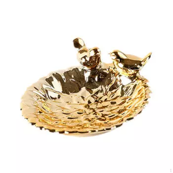 Круглые фарфоровые серьги 12,8 см, поднос для ювелирных изделий, визитница с 2 статуями птиц на день рождения