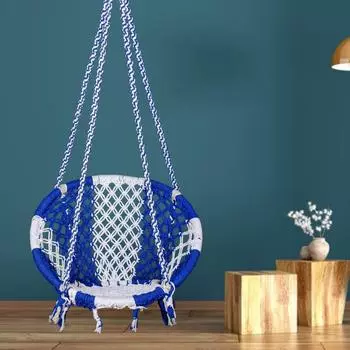 Круглые хлопковые домашние качели для взрослых и детей/гамак, подвесные качели для балкона, в помещении и на открытом воздухе, хлопок ручной работы Jhula 66 x 66 cm