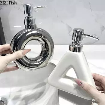 Круглые и треугольные дозаторы мыла Креативные керамические бутылки для дезинфицирующего средства для рук Бутылка для геля для душа в отеле Бутылка для лосьона Аксессуары для ванной комнаты