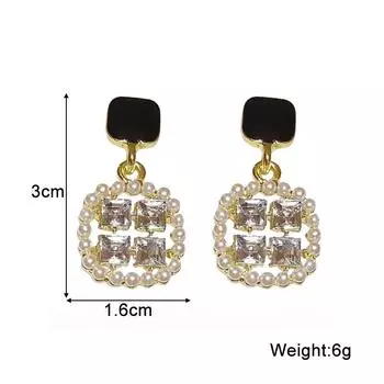 Круглые искусственные жемчужины квадратные кристаллы висячие серьги-подвески для женщин ювелирные изделия изящные букле женские Brincos