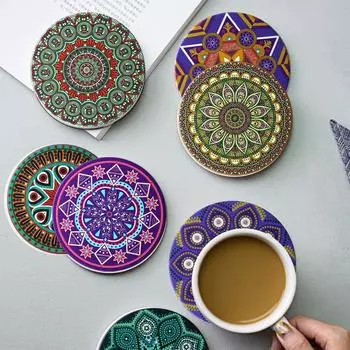 Круглые керамические подставки под тарелки, подставка под цветы мандалы, нескользящий коврик для стола, изолированные подставки для кухни, столовой, декор столешницы