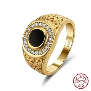 Круглые кольца-печатки с агатом для мужчин из стерлингового серебра 925 пробы, свадебные помолвочные украшения, винтажные браслеты на большой палец NMR09 11