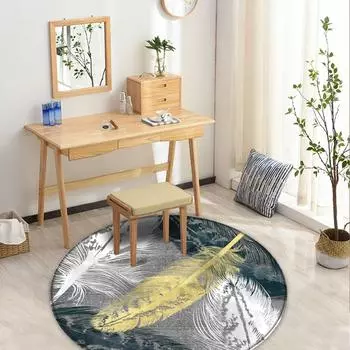 Круглые коврики для гостиной, коврики с рисунком перьев, нескользящие коврики, модные коврики, коврики 40