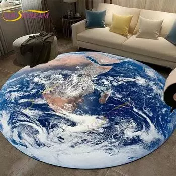 Круглые коврики с 3D принтом Земли, круглые коврики «Галактика», «Вселенная», «Космические звезды», «Звездный ковер», большие ковры для гостиной, детской спальни 60cm