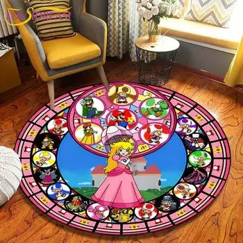 Круглые коврики с героями мультфильмов «Братья Марио», коврик для гостиной, декор комнаты, домашние коврики, игровой коврик, детский милый ковер, ковры в стиле аниме 60cm
