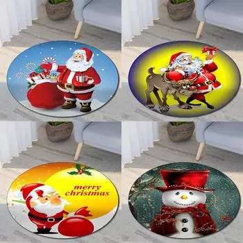 Круглые коврики с рождественским принтом и рисунком для гостиной, спальни, коврики для домашнего декора, коврики для декора детской комнаты 40cm