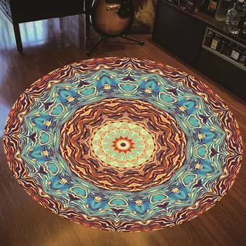 Круглые ковры с рисунком мандалы в стиле богемы для гостиной, спальни, детской игровой площадки, противоскользящие коврики для туалета, ванной, двери, коврики Tapis 40cm