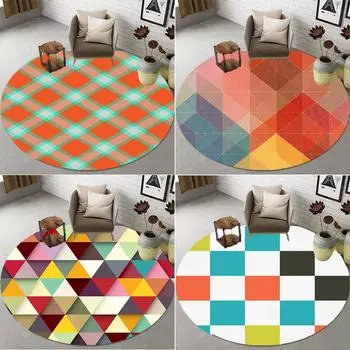 Круглые ковры с геометрической сеткой, коврики для детской комнаты, коврики для спальни, домашний декор, круглые коврики для гостиной, классические ковры 40