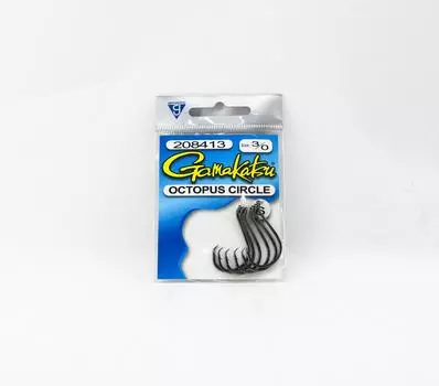Круглые крючки Gamakatsu Octopus, черные, размер 3/0, 6 штук в упаковке (1090)