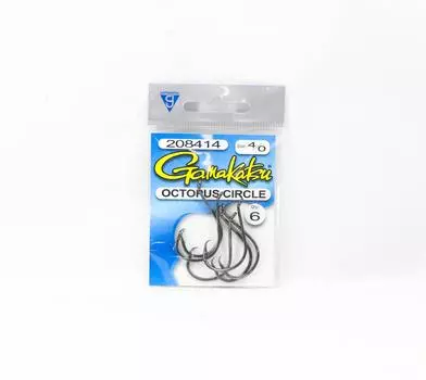 Круглые крючки Gamakatsu Octopus, черные, размер 4/0, 6 штук в упаковке (1106)