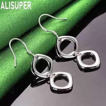 Круглые квадратные серьги из стерлингового серебра 925 пробы для свадебной моды ювелирные изделия 4.50*1.10cm