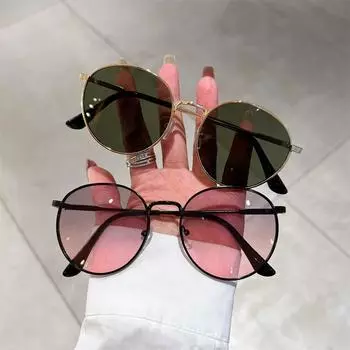 Круглые металлические классические солнцезащитные очки женские винтажные брендовые дизайнерские маленькие овальные солнцезащитные очки для женщин оттенки женские очки UV400