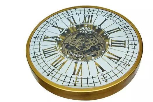 Круглые металлические настенные часы с римскими цифрами и золотооксидным колесом