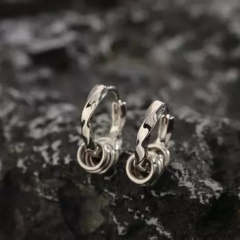 Круглые мужские серьги-волны, витые серьги-кольца, простые, с пряжкой для ушей, для студентов чёрный