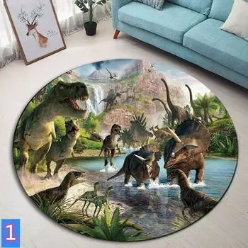 Круглые напольные коврики с рисунком динозавра и дракона, детская спальня, гостиная, ковер, домашний декор, круглые напольные коврики, противоскользящие коврики 40CM
