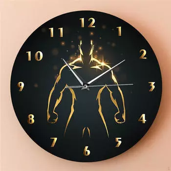 Круглые настенные часы Gym 30 см современные простые бесшумные декоративные подвесные для гостиных