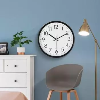 Круглые настенные часы Простой дизайн Точные легко читаемые Бесшумные нетикающие Работающие от батареек Современные декоративные красный