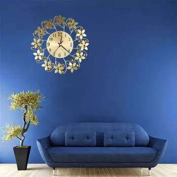 Круглые настенные часы со стразами в виде цветка для гостиной, дома, ресторана, подвесного декора чёрный