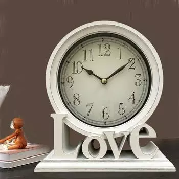 Круглые настольные часы в европейском стиле, каминные часы, не тикающие, декоративные настольные часы Love для офиса, гостиной, спальни, фермерского дома 8 inch