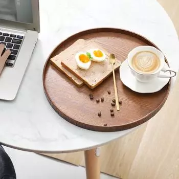Круглые обеденные тарелки из цельного дерева, тарелка для закусок и сухофруктов, поднос для суши и чая, десертная тарелка, столовая посуда 21CM
