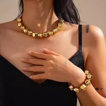 Круглые ожерелья с бусинами CCB с огранкой, короткие на шею, цепочка на ключицу для женщин, простые нерегулярные большие ожерелья из бусин, модные украшения