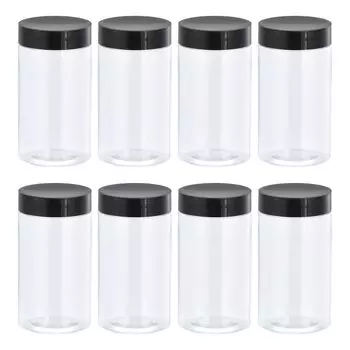 Круглые пластиковые банки uxcell с черной завинчивающейся крышкой, прозрачные пустые контейнеры для хранения и широкая крышка на 12 предметов, организация, горловина, 250 мл,