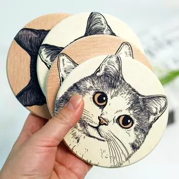 Круглые подставки Керамические кошачьи пробковые абсорбирующие изолированные защита стола нескользящие напитки кофе коврик кухонные принадлежности аксессуары