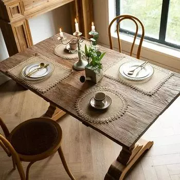 Круглые подставки под приборы из мешковины, набор из 4 джутовых подставок под приборы в деревенском стиле для обеденных столов, термостойкие натуральные подставки под приборы в фермерском стиле