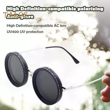 Круглые поляризованные очки с линзами из нейтрального фильтра, 1-9 передач, регулируемые солнцезащитные очки с защитой от ультрафиолета, для мужчин, для пляжа, рыбалки, вождения, езды на велосипеде, очки для очков серебряный