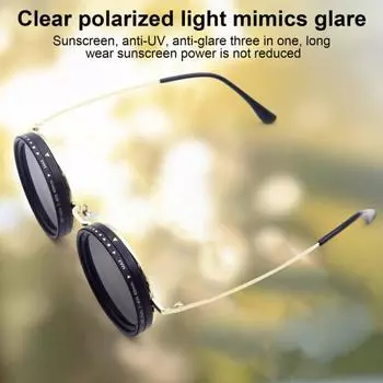 Круглые поляризованные очки с линзами из нейтрального фильтра, 1-9 передач, регулируемые солнцезащитные очки с защитой от ультрафиолета, для мужчин, для пляжа, рыбалки, вождения, езды на велосипеде, очки для очков серебряный