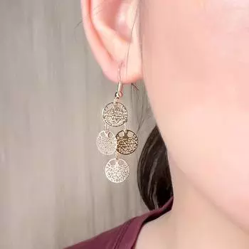 Круглые полые рельефные серьги в виде деревьев, персонализированные модные длинные серьги с кисточками, серьги-подвески в виде совы