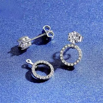 Круглые полые серьги-гвоздики с муассанитом 0,3 карата из стерлингового серебра S925, модные серьги-гвоздики с шестью когтями, женские ювелирные украшения белый