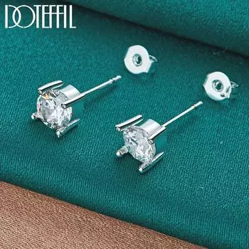 Круглые романтические серьги с цирконом AAA, серебряные подарочные модные украшения